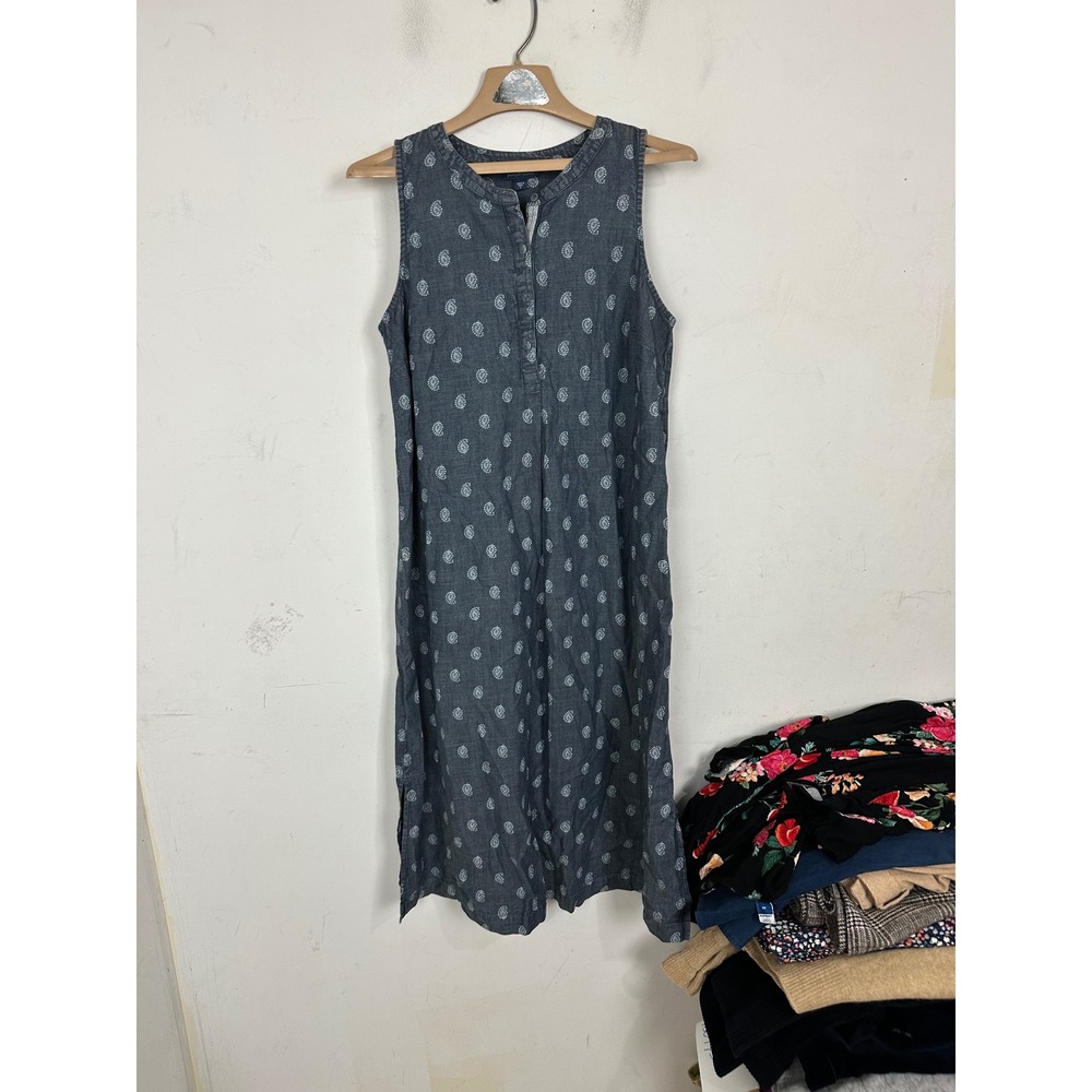 Pure Jill Indigo Womens Blue Paisley Cotton Sleeveless Midi Dress WDR270241 S